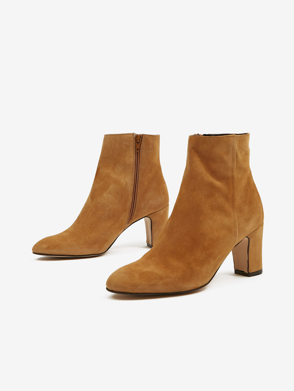 Ojju Barna velúrbőr sarkú bokacsizma OJJU