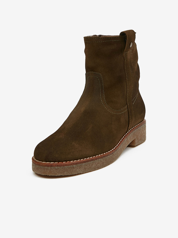 Ojju Khaki színű női szarvasbőr szigetelt bokacsizma OJJU