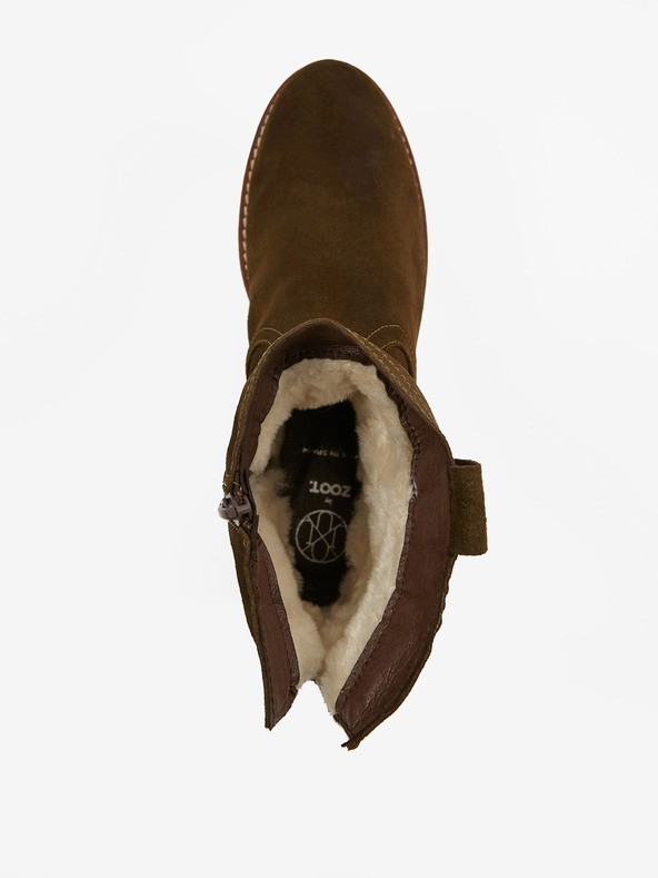 Ojju Khaki színű női szarvasbőr szigetelt bokacsizma OJJU