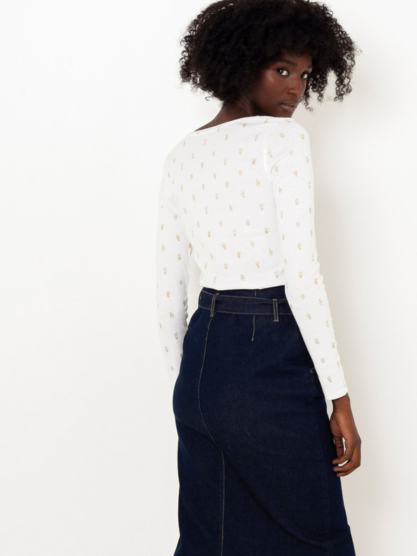 CAMAIEU Fehér mintás póló