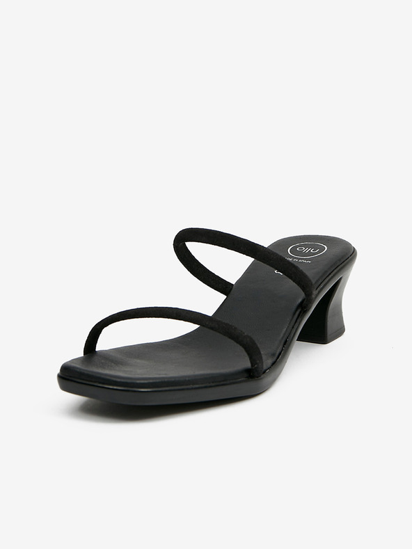 Ojju Fekete női bőr sarkú papucs OJJU