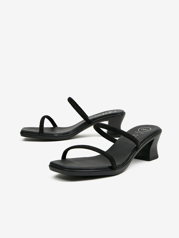 Ojju Fekete női bőr sarkú papucs OJJU