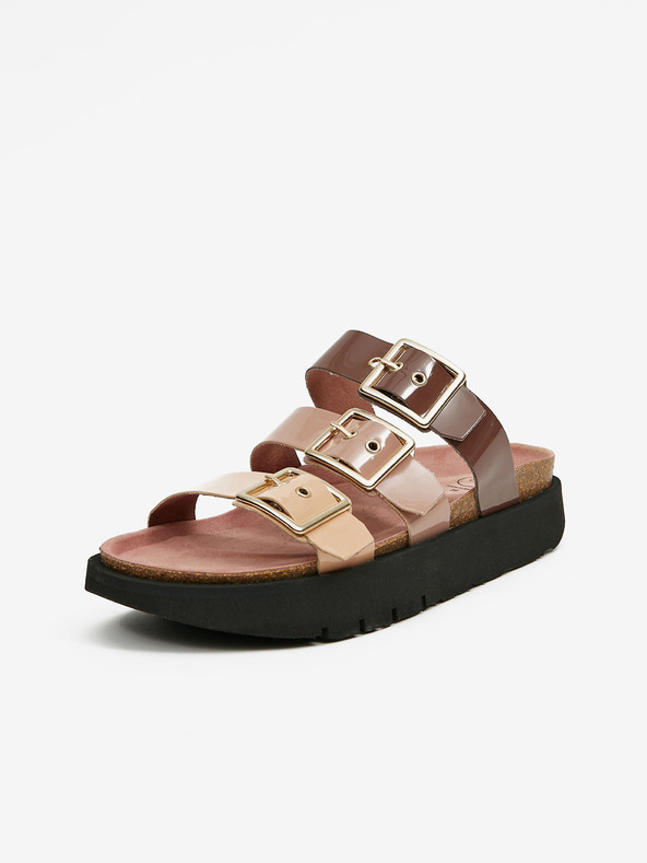 Ojju Lila és bézs női platform papucs OJJU