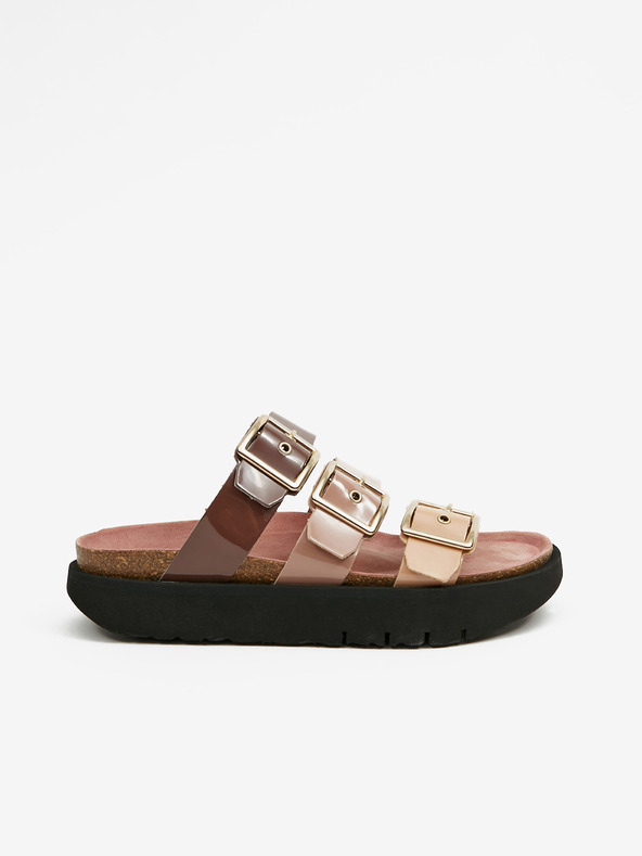 Ojju Lila és bézs női platform papucs OJJU