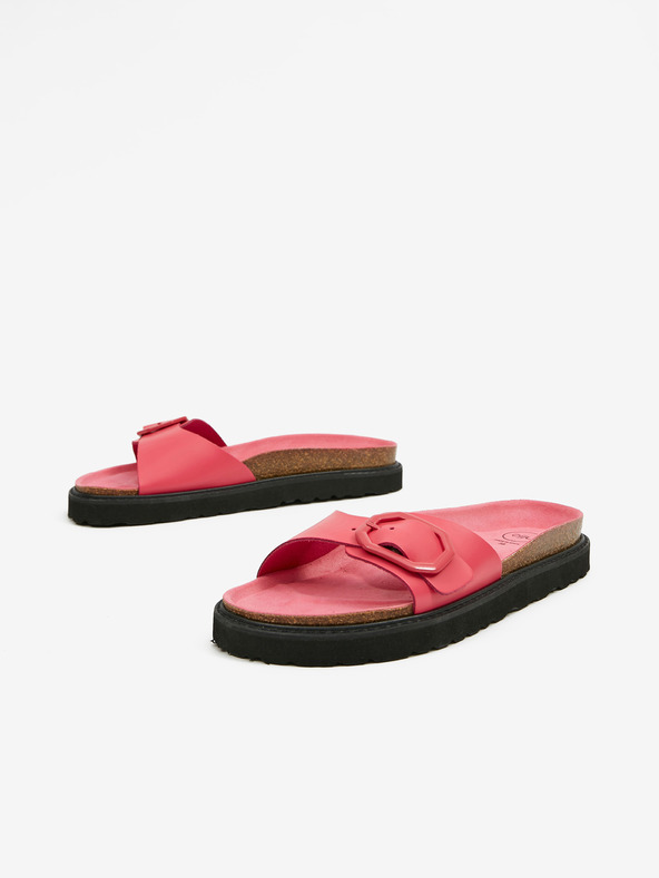 Ojju Rózsaszín női bőr platform papucs OJJU