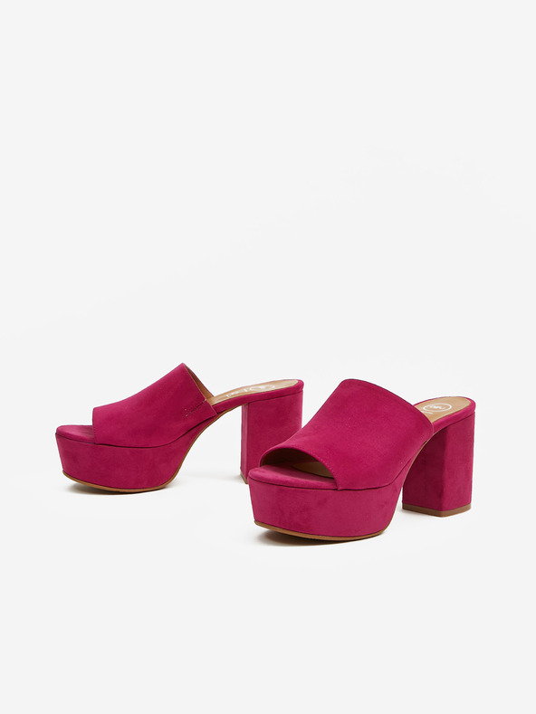 Ojju Sötét rózsaszín női velúr szarvasbőr sarkú papucs OJJU