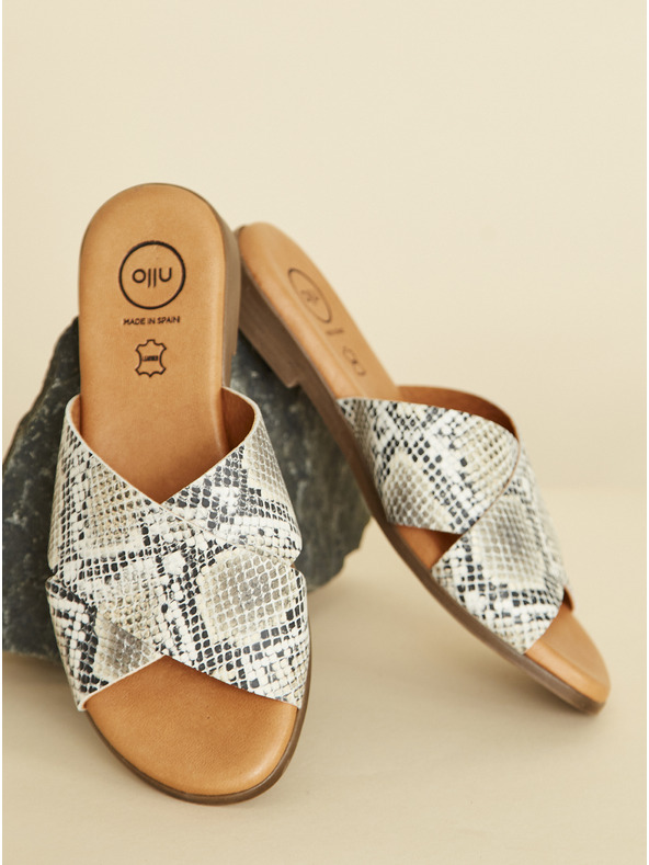 Ojju Szürke bőrpapucs kígyómintás OJJU