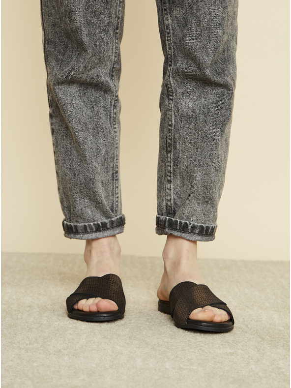 Ojju Fekete bőrpapucs OJJU