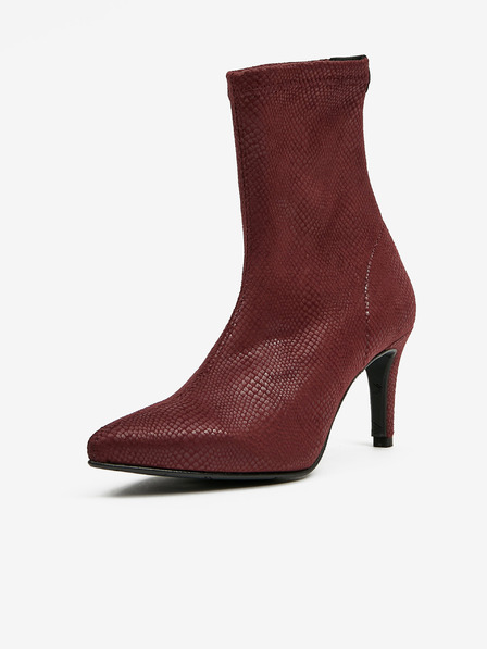 Ojju OJJU bordó szarvasbőr bokacsizma kígyómintával