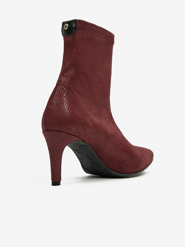 Ojju OJJU bordó szarvasbőr bokacsizma kígyómintával