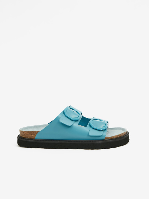 Ojju Türkiz női bőr platform papucs OJJU