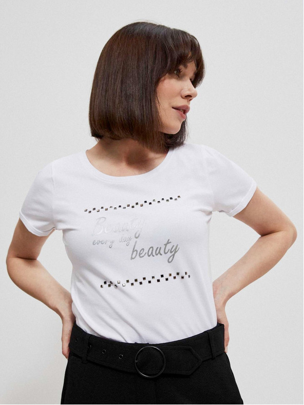 Moodo Fehér női nyomtatott póló Moodo