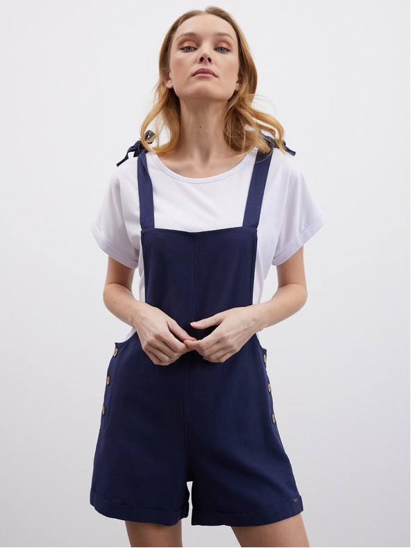 ZOOT.lab Sötétkék női lenvászon rövidnadrág lakkozott ZOOT.lab Paulina