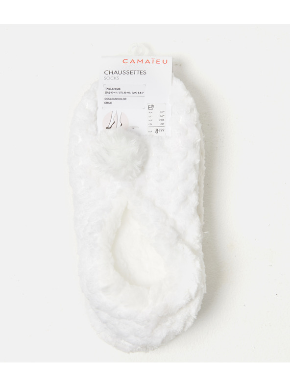 CAMAIEU Fehér bojtos papucs CAMAIEU