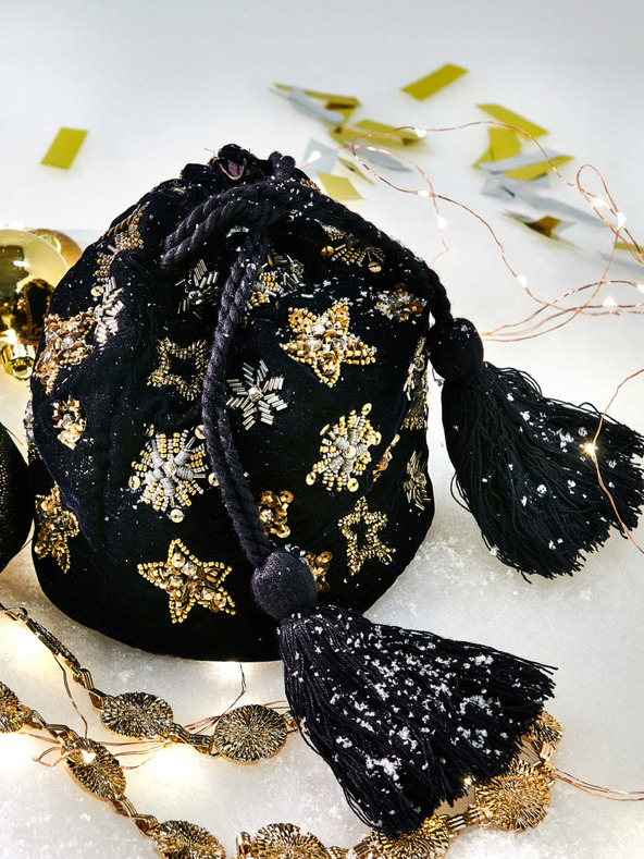 CAMAIEU Fekete csillag mintás női táska