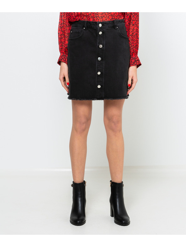 CAMAIEU Fekete gombos szoknya CAMAIEU