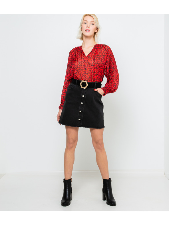 CAMAIEU Fekete gombos szoknya CAMAIEU