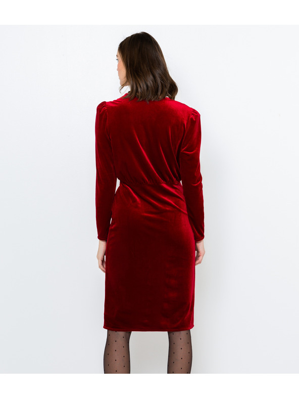 CAMAIEU Piros bársony ruha CAMAIEU