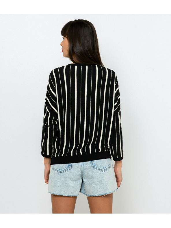 CAMAIEU Fekete csíkos CAMAIEU pulóver