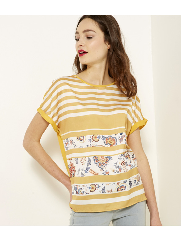 CAMAIEU Sárga mintás CAMAIEU blúz