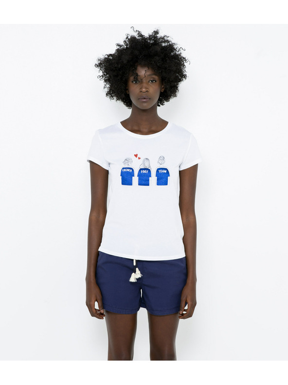 CAMAIEU Fehér, nyomtatott póló CAMAIEU