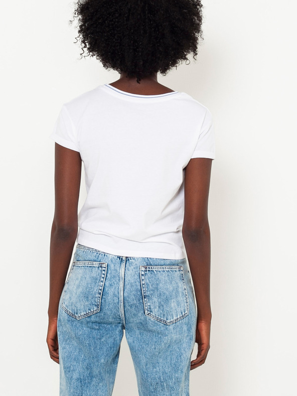 CAMAIEU Fehér CAMAIEU póló felirattal és csomóval