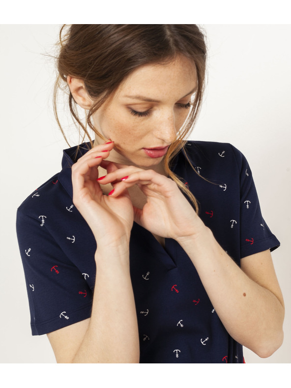 CAMAIEU Sötétkék mintás blúz CAMAIEU