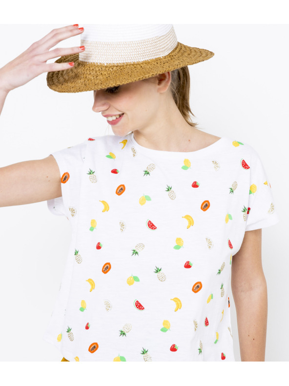 CAMAIEU Fehér mintás CAMAIEU póló