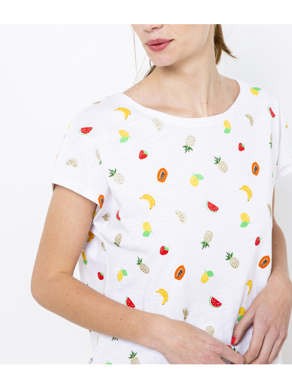 CAMAIEU Fehér mintás CAMAIEU póló