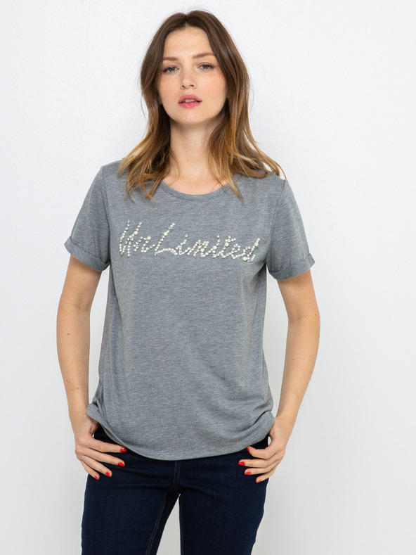 CAMAIEU Szürke CAMAIEU póló felirattal