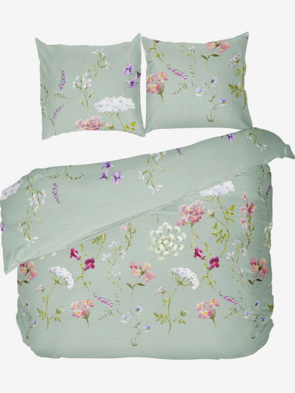 Kvalitex Francia pamut lepedő DELUX 200x200, 70x90cm BOTANICA zöld