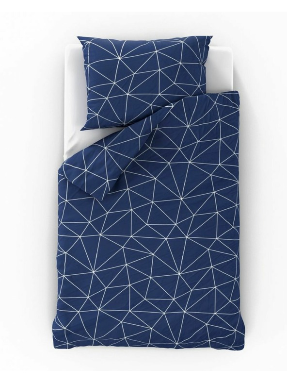 Kvalitex Hosszított pamut ágynemű NORDIC COLLECTION 140x220, 70x90cm GRID kék