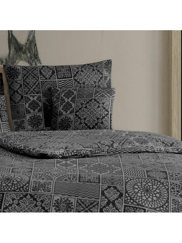 Kvalitex Francia pamut renforcé ágynemű 220x200, 70x90cm TOKYO fekete