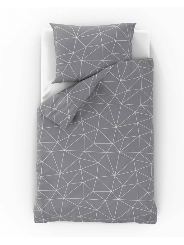 Kvalitex Hosszított pamut ágynemű NORDIC COLLECTION 140x220, 70x90cm GRID szürke