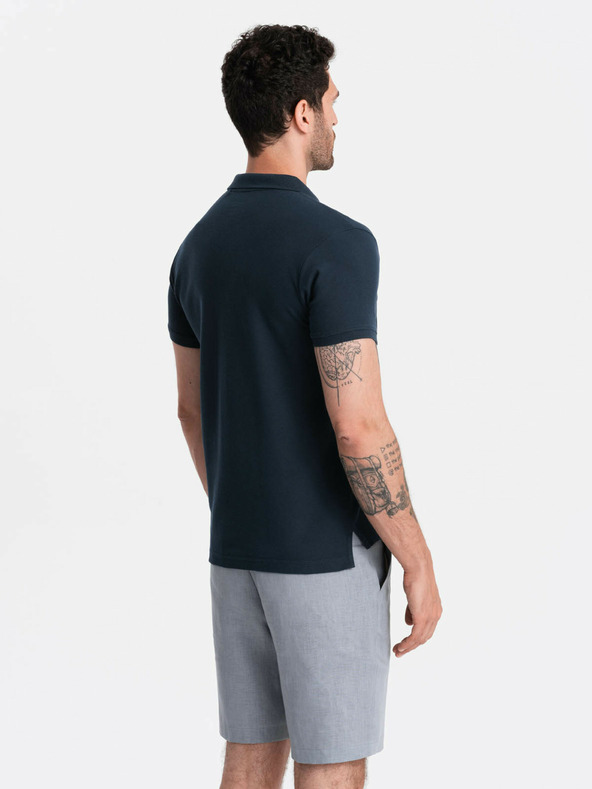 Ombre Clothing Sötétkék férfi alap póló póló Ombre Ruházat