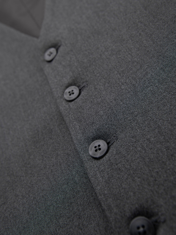 Ombre Clothing Férfi szürke öltönymellény klasszikus részletekkel és béléssel