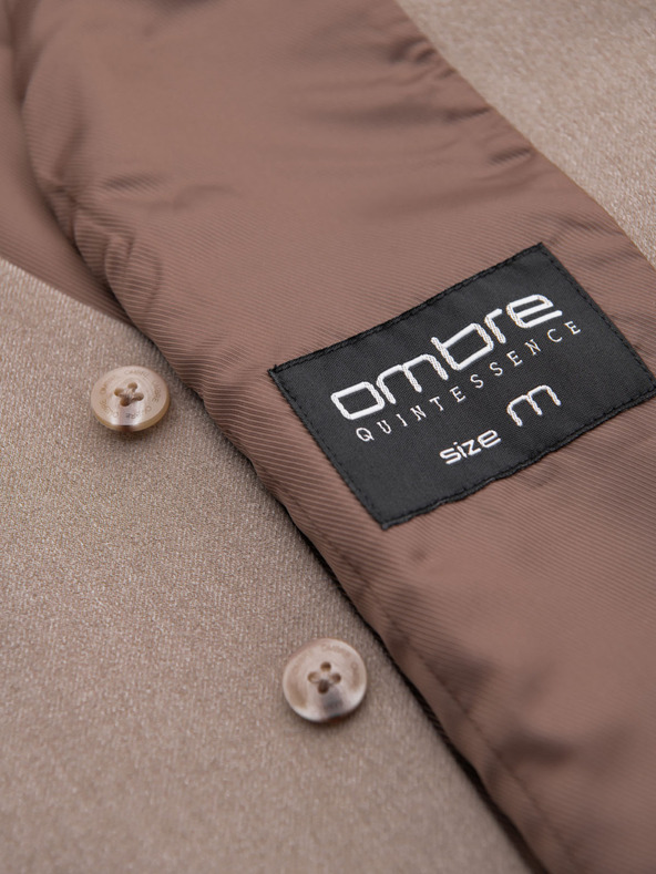 Ombre Clothing Férfi bézs öltönymellény klasszikus részletekkel és béléssel