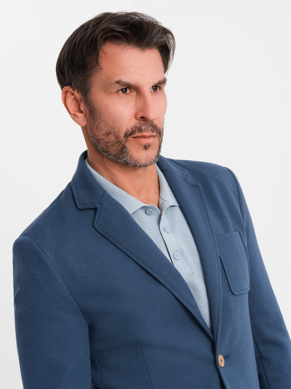 Ombre Clothing Férfi kék zakó SLIM finom textúrával