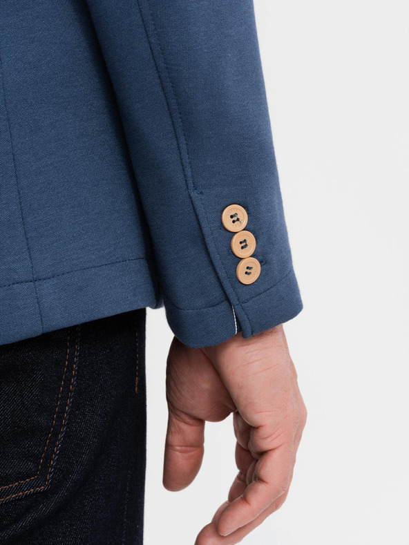 Ombre Clothing Férfi kék zakó SLIM finom textúrával