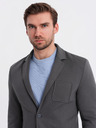 Ombre Clothing Férfi szürke zakó SLIM finom strukturált kötéssel