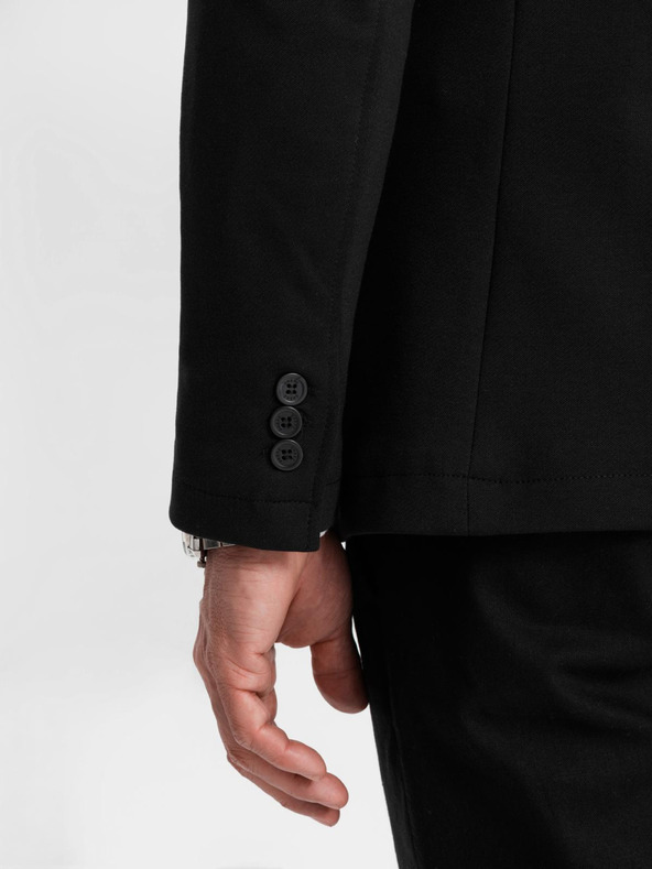 Ombre Clothing Férfi fekete zakó SLIM finom textúrával