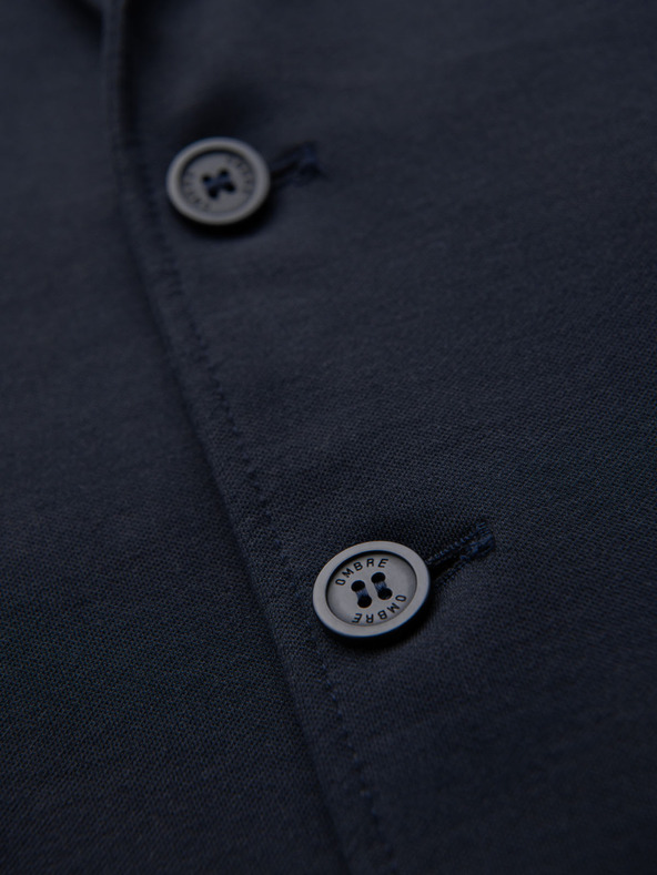 Ombre Clothing Férfi sötétkék zakó SLIM finom strukturált kötéssel