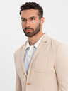 Ombre Clothing Férfi bézs zakó SLIM finom strukturált kötéssel
