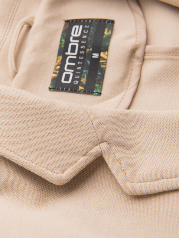 Ombre Clothing Férfi bézs zakó SLIM finom strukturált kötéssel