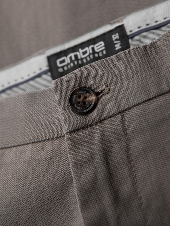 Ombre Clothing Férfi chino nadrág REGULAR FIT finom struktúrával - szürke