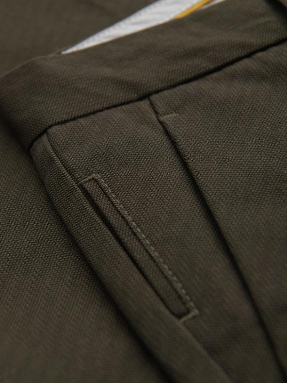 Ombre Clothing Férfi chino nadrág REGULAR FIT finom struktúrával - sötétzöld