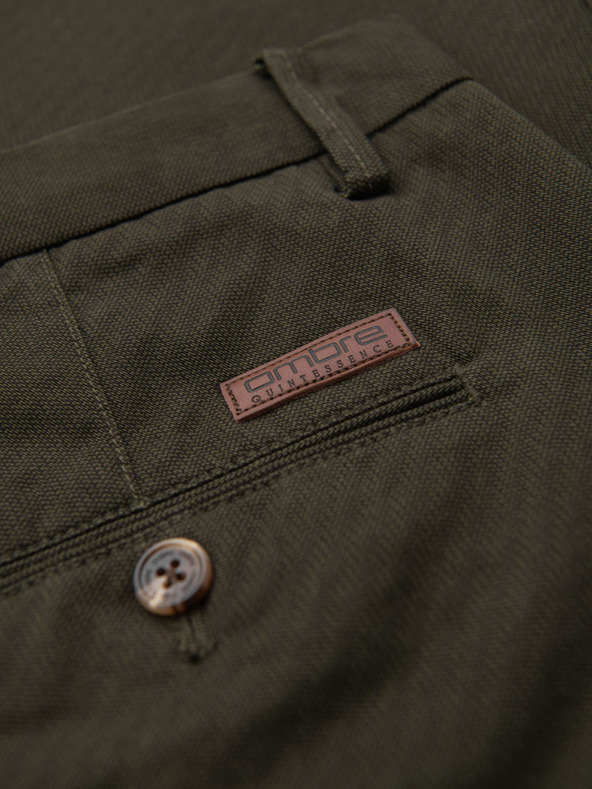 Ombre Clothing Férfi chino nadrág REGULAR FIT finom struktúrával - sötétzöld