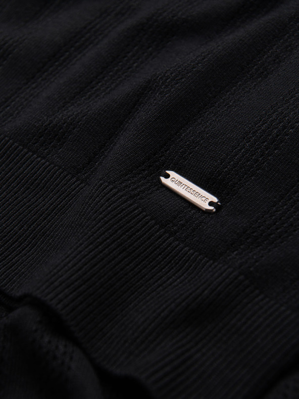 Ombre Clothing Férfi cipzáros gallérú polo póló - fekete