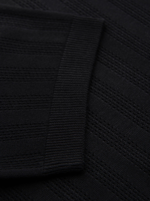 Ombre Clothing Férfi cipzáros gallérú polo póló - fekete