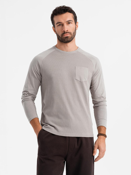 Ombre Clothing Férfi szürke pamut hosszú ujjú póló